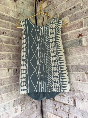 dolan Geo Stripe Tank Top in Teal and Cream